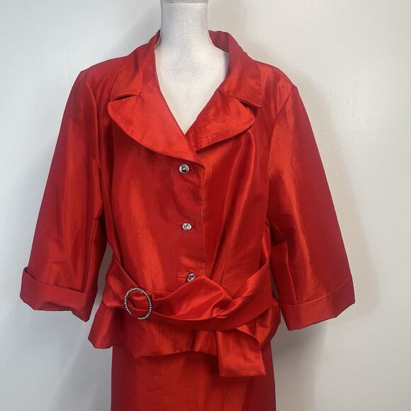 Nicolette Plus Size 24W Skirt Suit Women's Cherry Red Formal Evening Wedding - Picture 3 of 9
